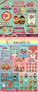  Happy Easter, easter vector vintage collection 