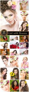  Beautiful girl with flowers - Stock photo collection 