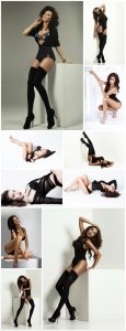  Beautiful women in different poses - Stock photo 
