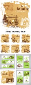  Family vacations, travel, backgrounds vector 